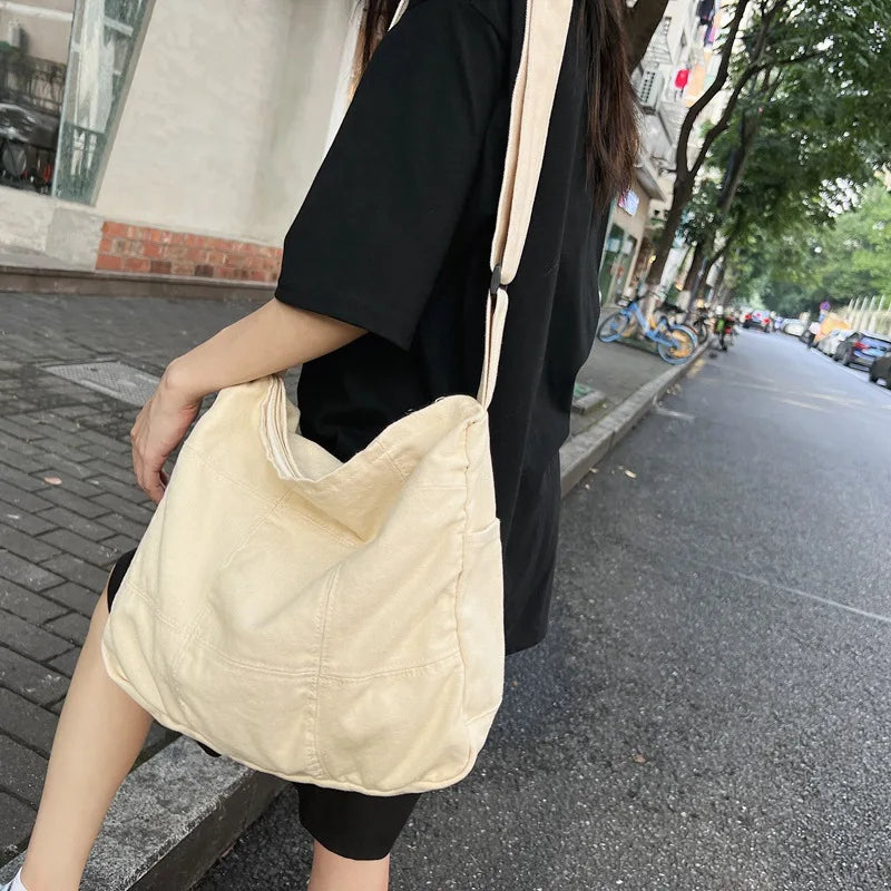 Canvas Tote Bag Women Large Capacity Schoolbag