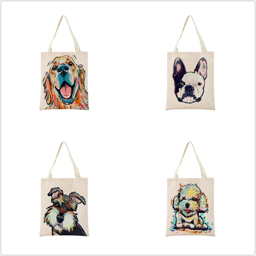 Watercolor Chihuahua Dog Print Shopping Bag Foldable Eco Friendly Gift