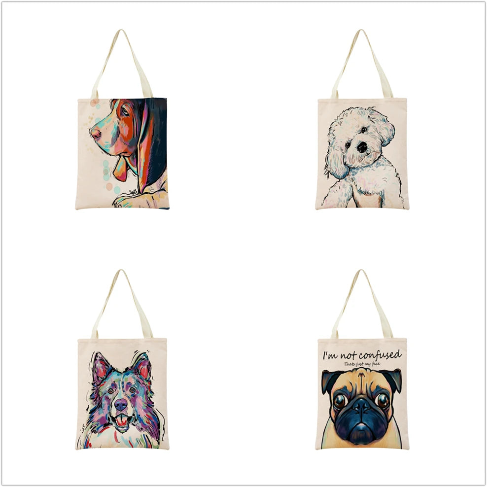 Watercolor Chihuahua Dog Print Shopping Bag Foldable Eco Friendly Gift