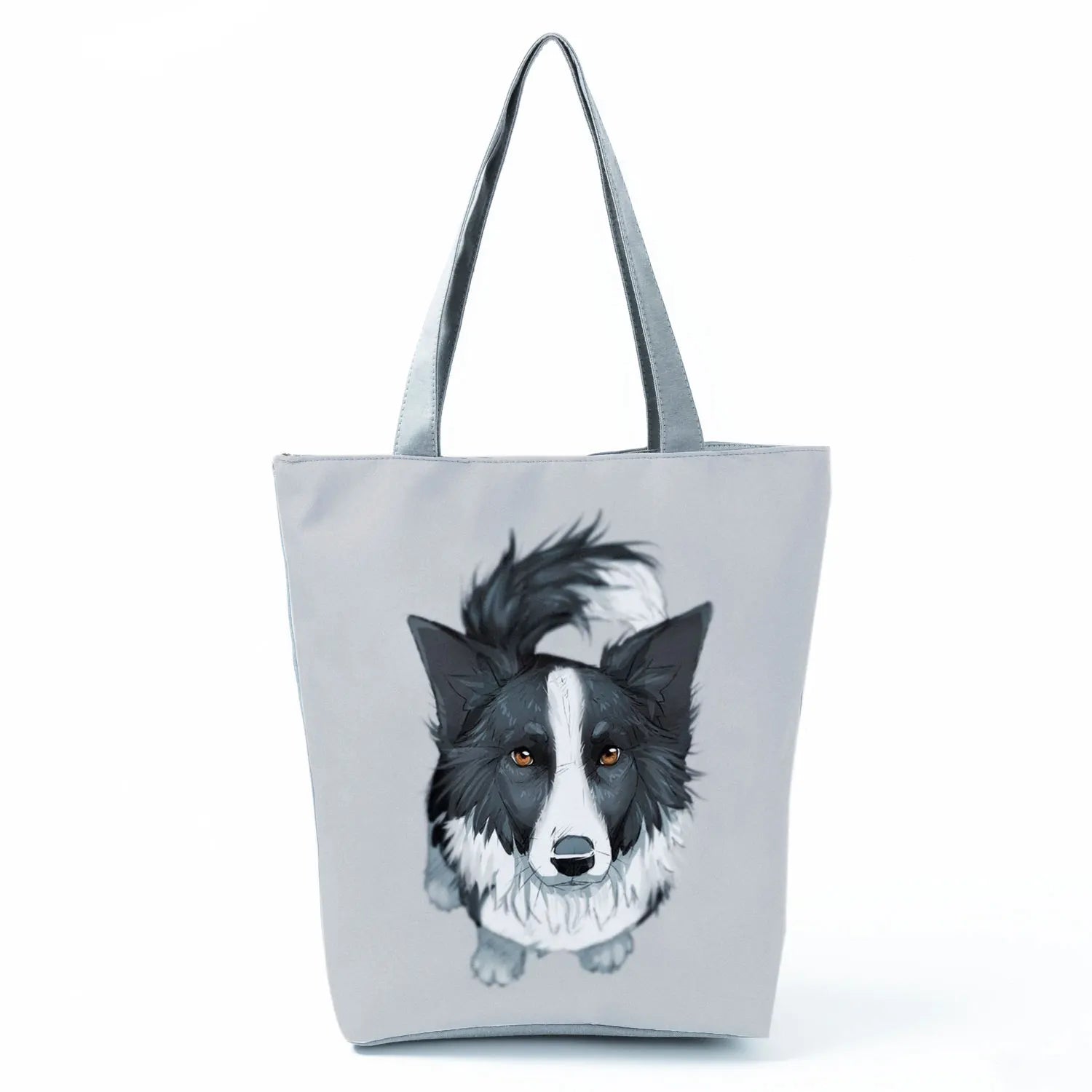 Watercolor Collie Dog Print Tote Bag Large Capacity Reusable Shopping Bag