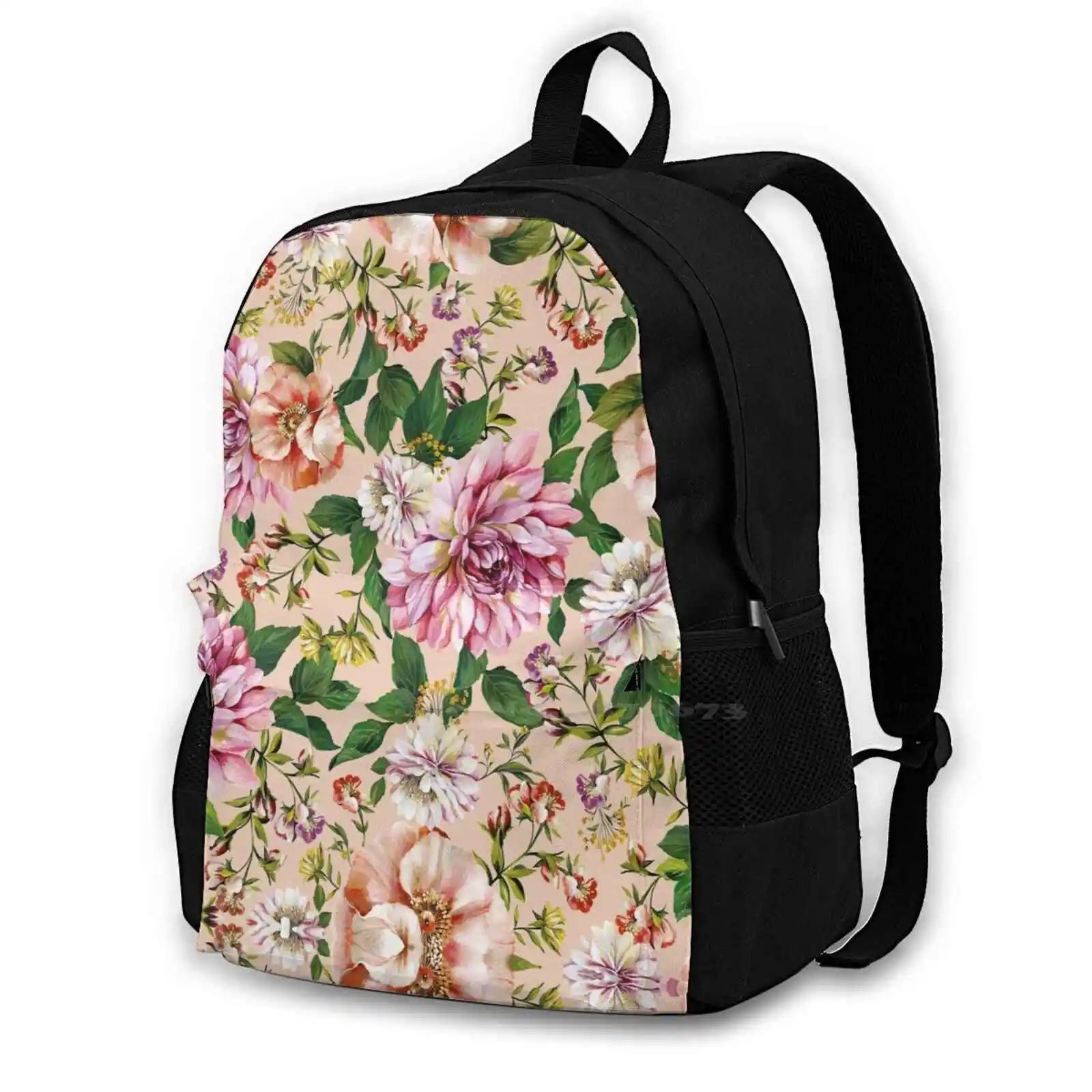 Watercolor Flowers Pattern Print Teen College Student Backpack