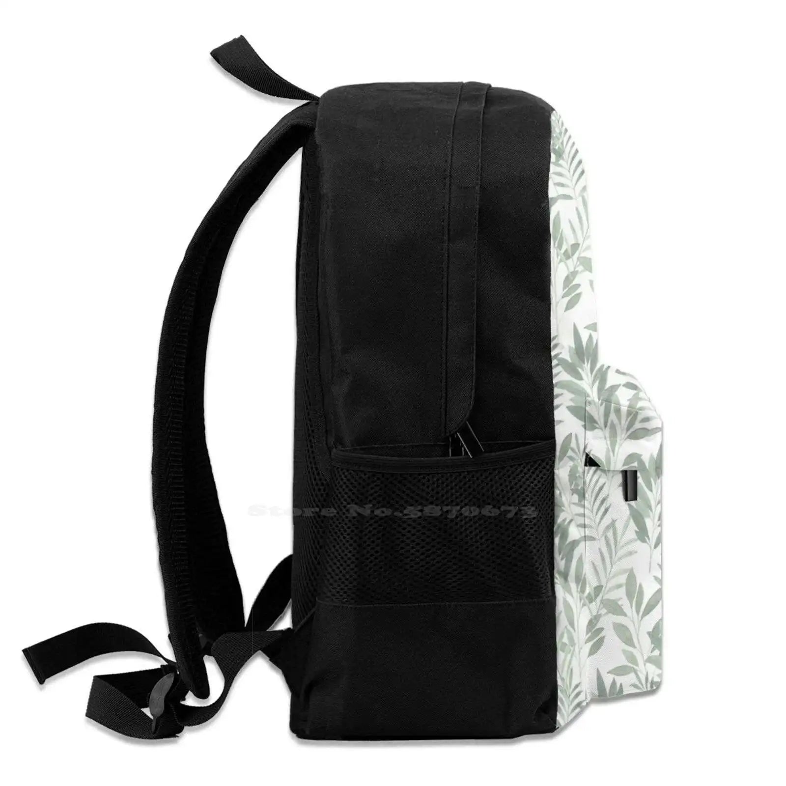 Watercolor Greenery Backpack Student Laptop Travel Bag