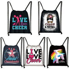 Watercolor Gymnastics Art Print Drawstring Backpack for Women Girls Cheerleading