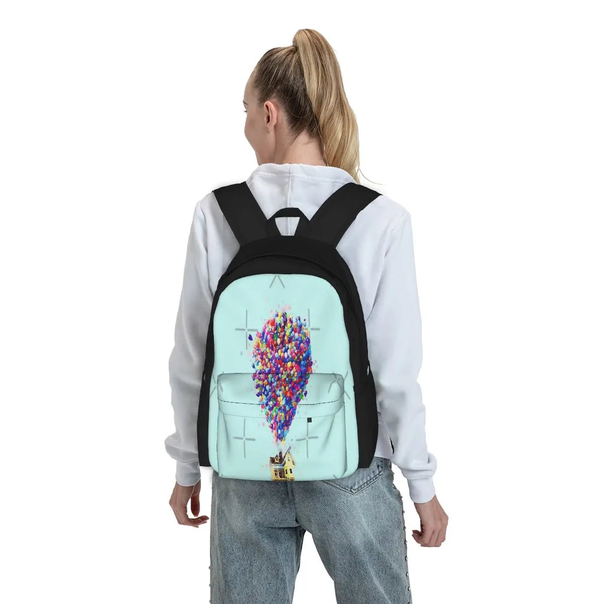 Watercolor House In The Air Backpacks Men's Backpacks Bags For Women