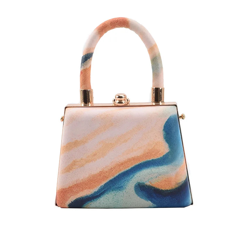 Watercolor Painting Box Shape Party Clutch Shoulder Bag
