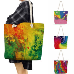 Watercolor Shoulder Strap Handbag Travel Thick Rope Bag Female High Capacity Sho