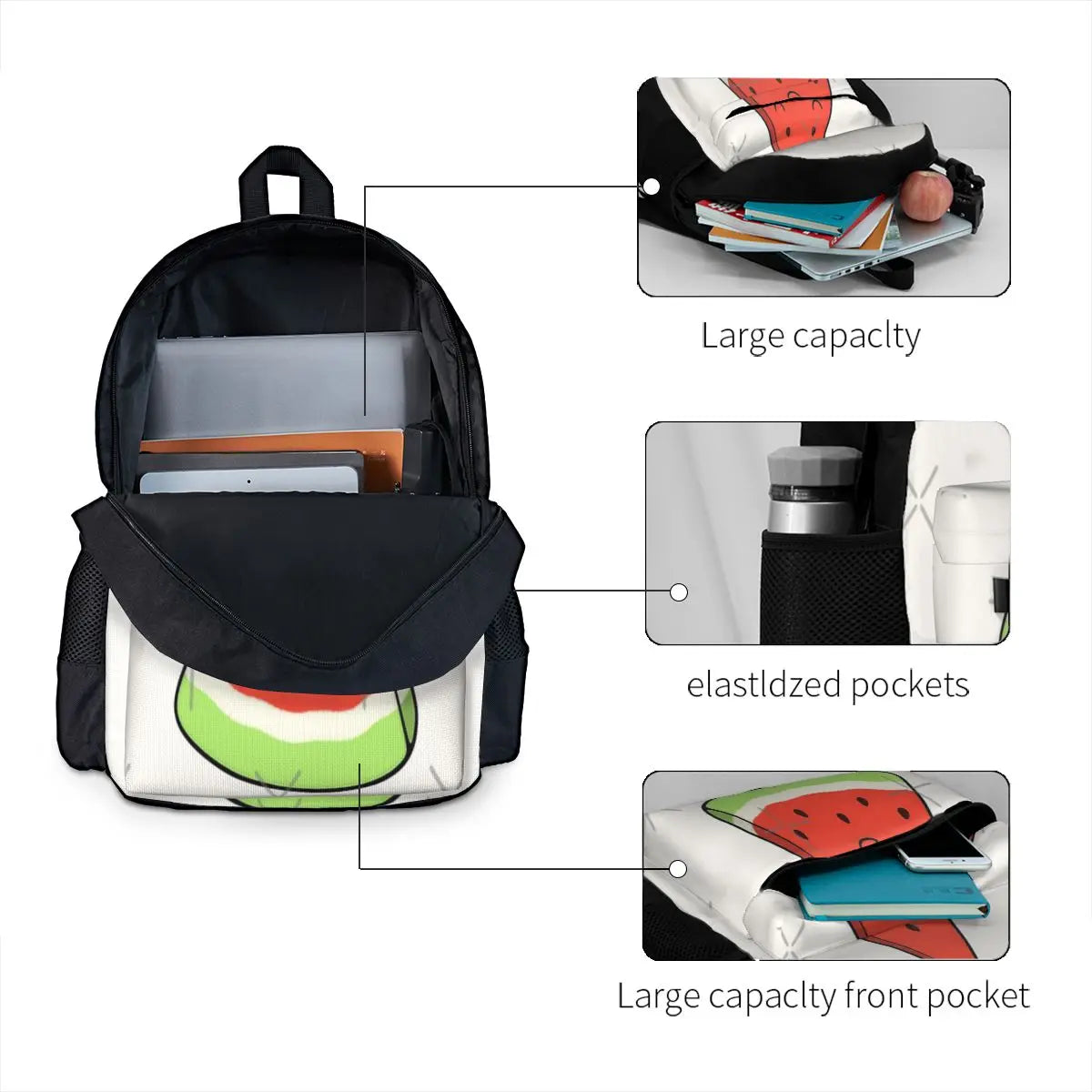 Watermelon 3 Anime Backpacks Men's & Women's Bags