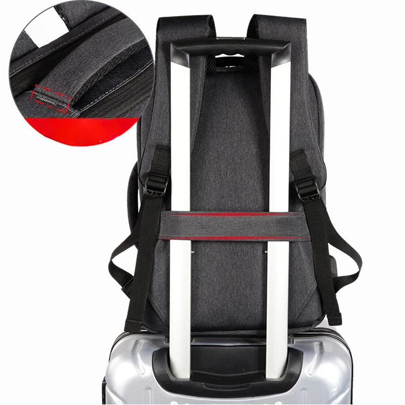 Waterproof Men's Business Backpack with USB Port 15.6 Laptop Rucksack