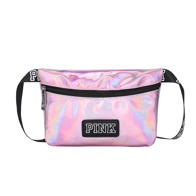 Waterproof Holographic Heuptas Fanny Pack - Pink Waist Bag for Women