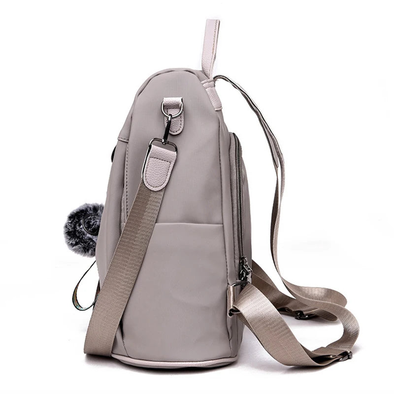 Waterproof Casual Women Backpack Purse Anti-theft Rucksack Mochila Hairball