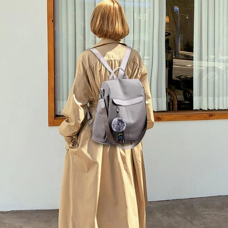 Waterproof Casual Women Backpack Purse Anti-theft Rucksack Mochila Hairball