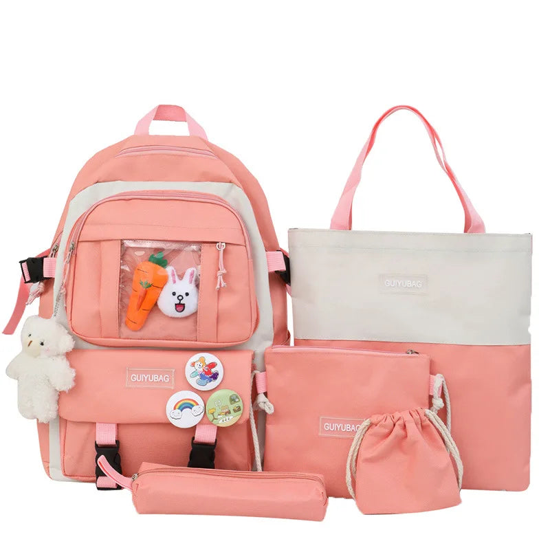 Waterproof Children School bags set Girls Backpack Kids Book Bag travel laptop p