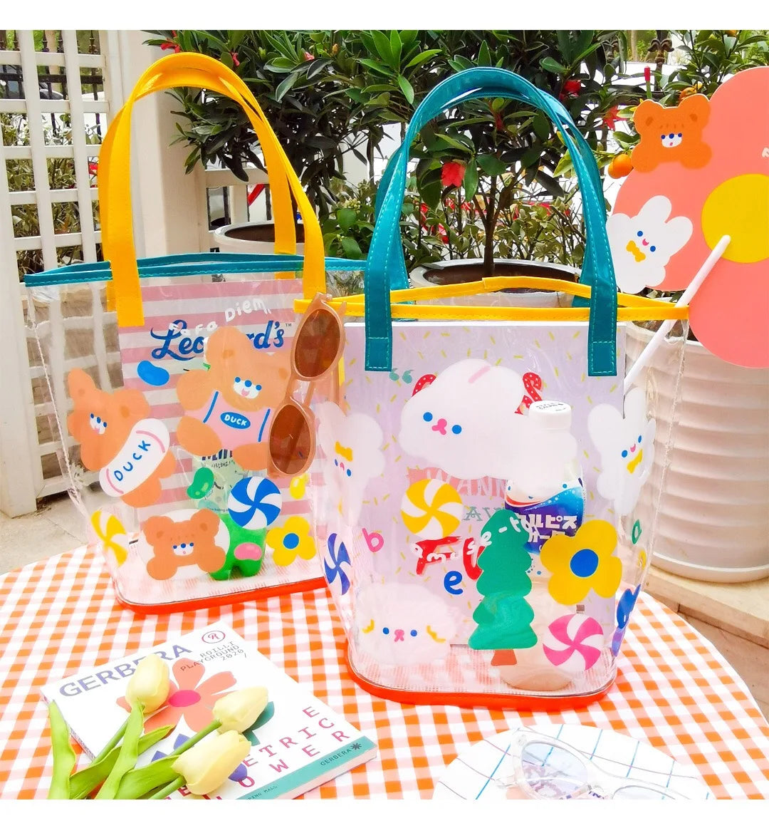 Waterproof Clear Handbag Girls Rabbit Transperant Travel Beach Bag
