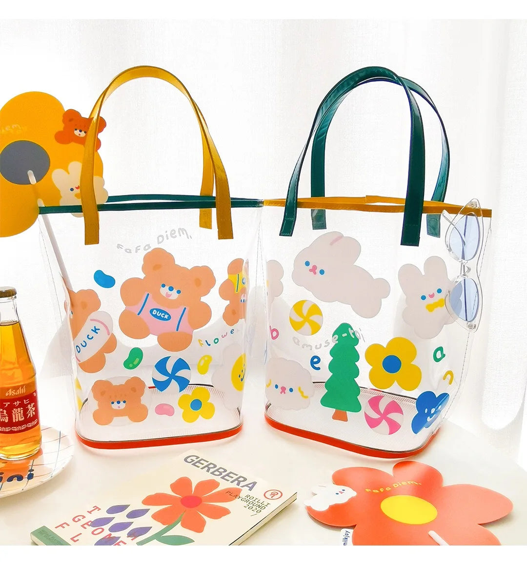 Waterproof Clear Handbag Girls Rabbit Transperant Travel Beach Bag