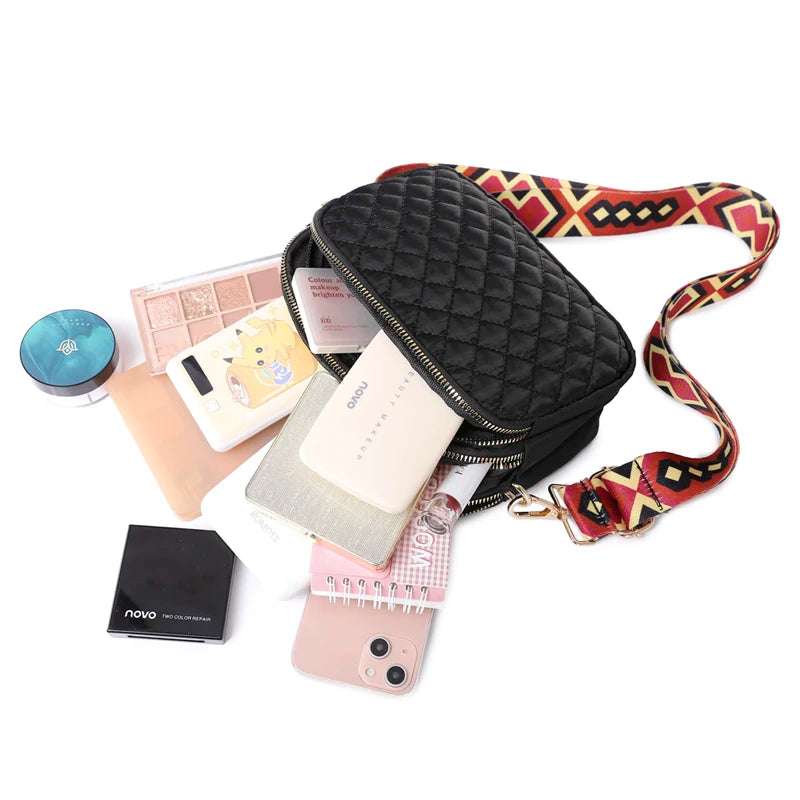 Waterproof Crossbody Shoulder Bag with Colored Strap