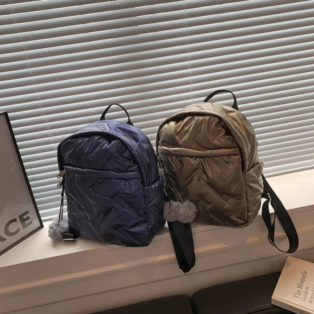 Waterproof Down Cotton School Bags for Women Student Winter Backpack