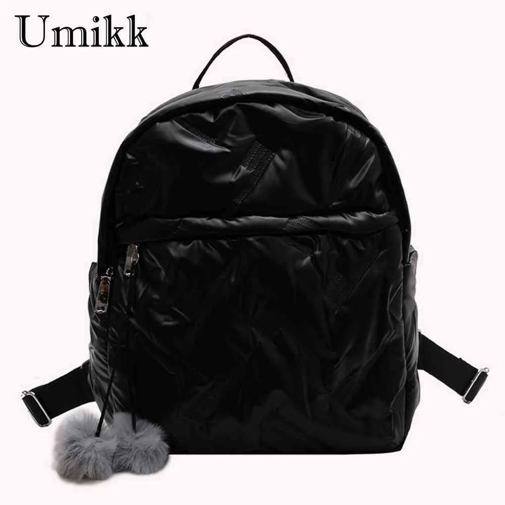 Waterproof Down Cotton School Bags Solid Women Student School Bags Zipper
