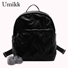 Waterproof Down Cotton School Bags Solid Women Student School Bags Zipper