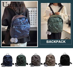 Waterproof Down Cotton School Bags Solid Women Student School Bags Zipper
