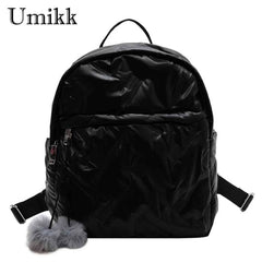 Waterproof Down Cotton School Bags Solid Women Student School Bags Zipper