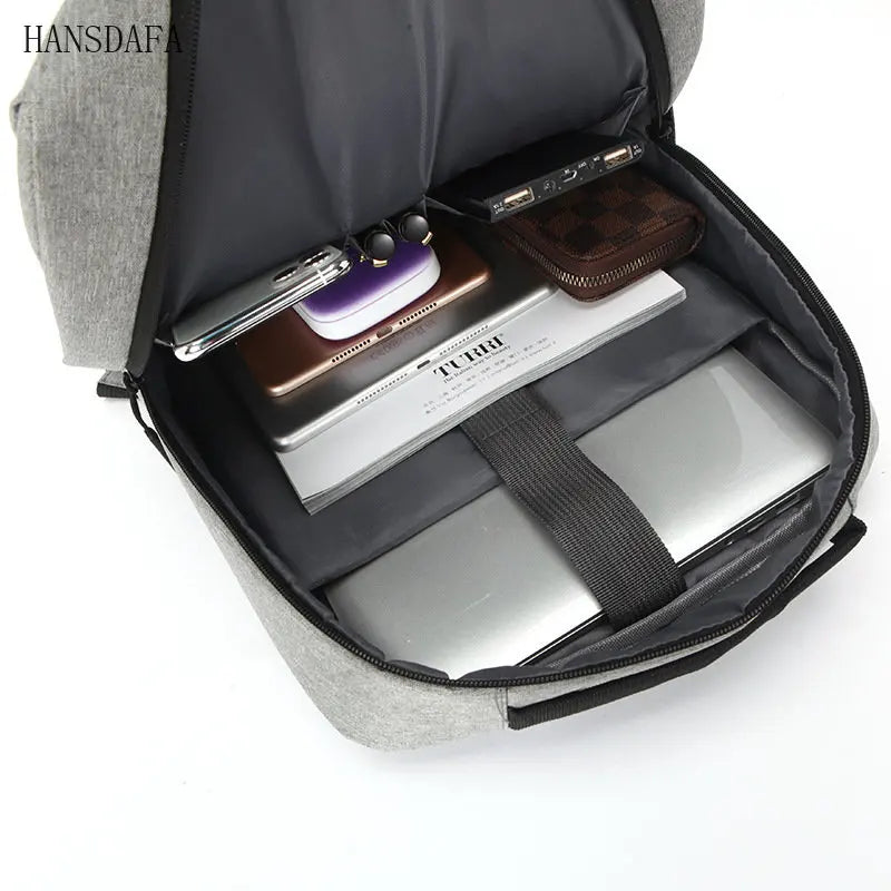 Waterproof Men's Backpack USB Port Canvas Casual Travel Backpacks