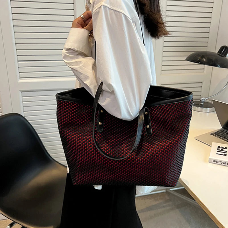 Waterproof Nylon Tote Bag For Women Hollow Out Shoulder Bag