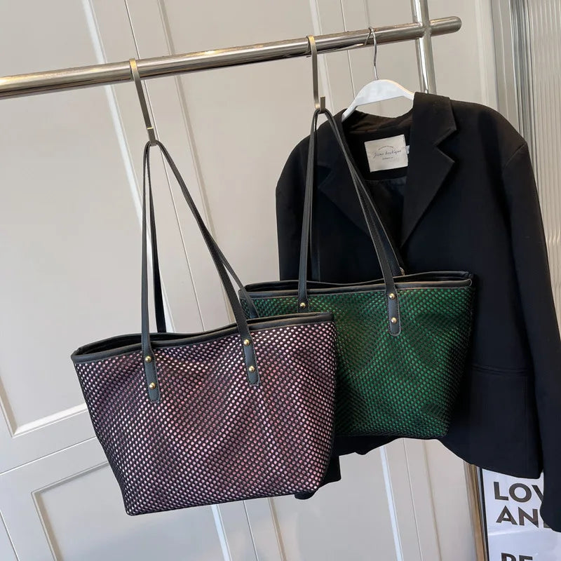 Waterproof Nylon Tote Bag For Women Hollow Out Shoulder Bag