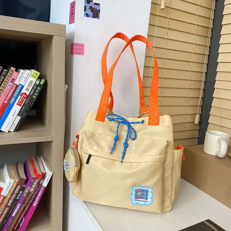 Waterproof Nylon Tote Bag Large Capacity Female Student Canvas Bag