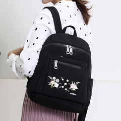 Embroidered Nylon Women Backpack for Teenage Girls