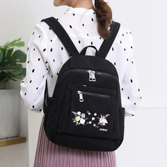 Embroidered Nylon Women Backpack for Teenage Girls
