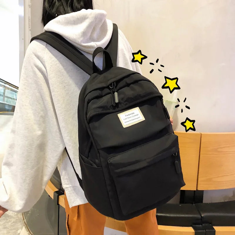 Waterproof Nylon Women Backpack Large Capacity School Bags
