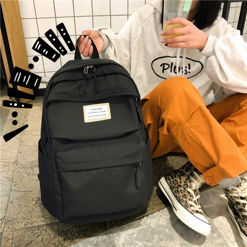 Waterproof Nylon Women Backpack Large Capacity High Schoolbag Vintage Girl