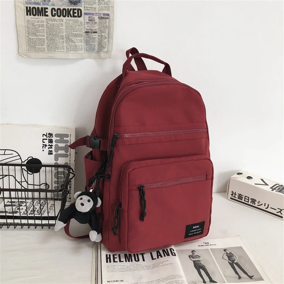 Waterproof Nylon Women Backpack Multi-pocket Laptop Rucksack