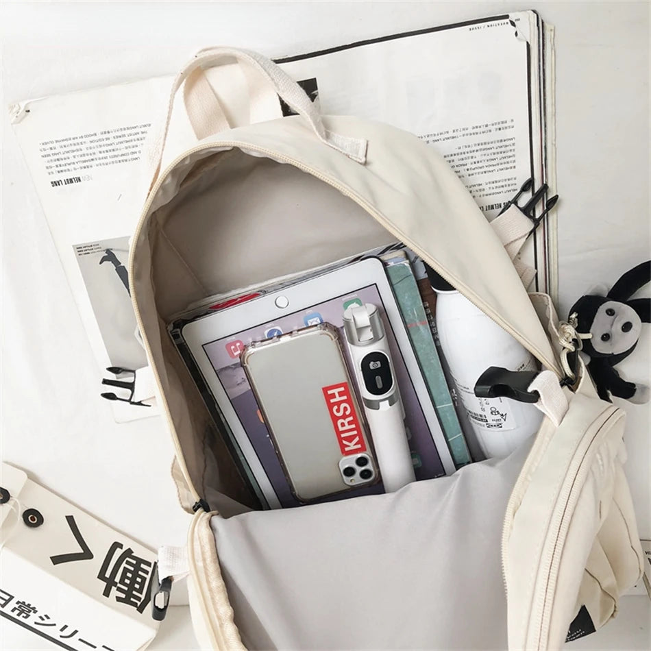 Waterproof Nylon Women Backpack Multi-pocket Laptop Rucksack