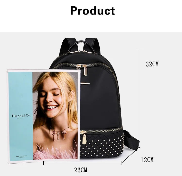 Waterproof Oxford Women Backpack big capacity Rivet Schoolbags for Teenage Girls