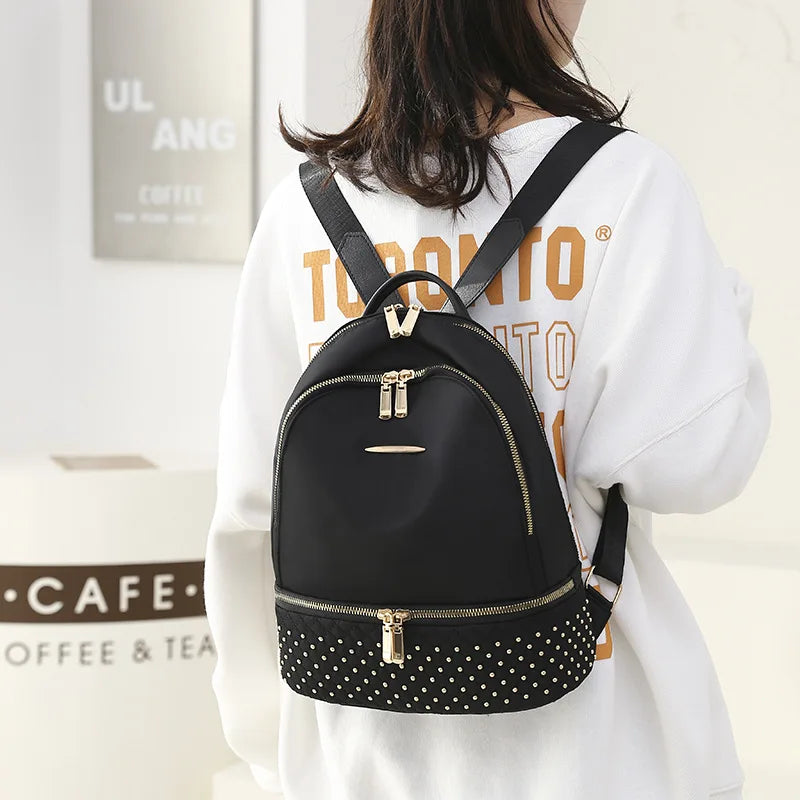 Waterproof Oxford Women Backpack big capacity Rivet Schoolbags for Teenage Girls
