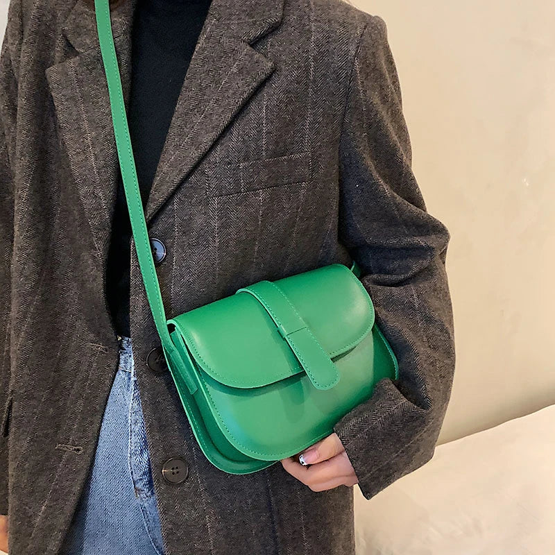 Waterproof PU Leather Women Bag Magnetic Button Shoulder Bag Solid Handbag Mini