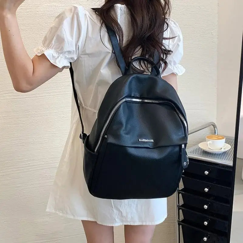 Waterproof Pu Women Backpack Travel Bag Schoolbag for Teenage Girls
