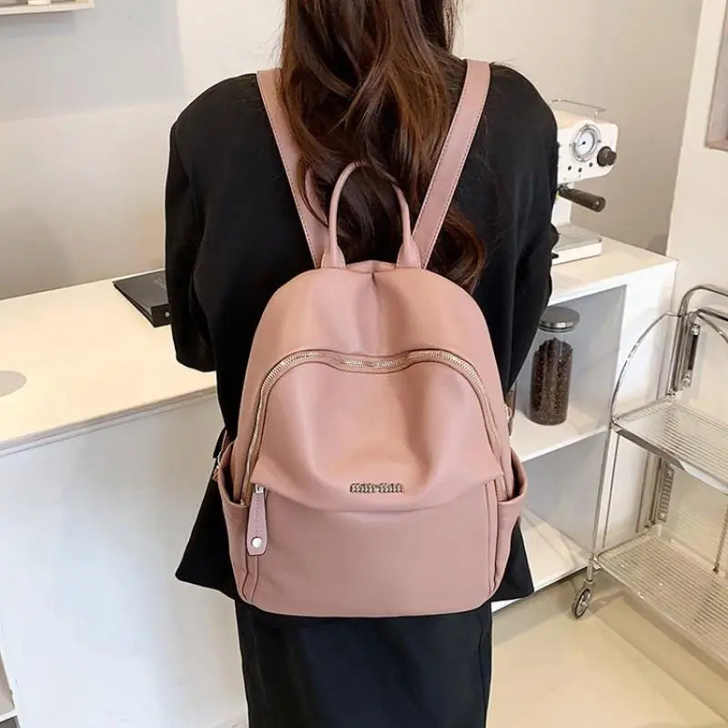 Waterproof Pu Women Backpack Travel Bag Schoolbag for Teenage Girls