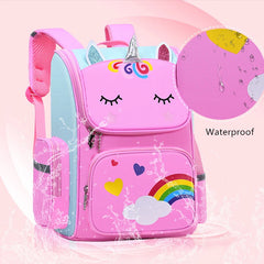 Waterproof Cartoon School Backpack for 6-12 Years Kids