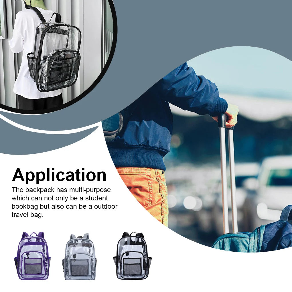 Waterproof Transparent Shoulder Bag with Side Pockets