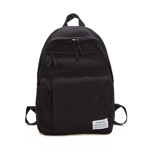 Waterproof Solid Nylon Women Backpack Multiple Zip Pocket Travel Backpack