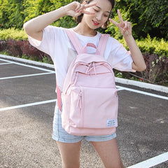 Waterproof Solid Nylon Women Backpack Multiple Zip Pocket Travel Backpack