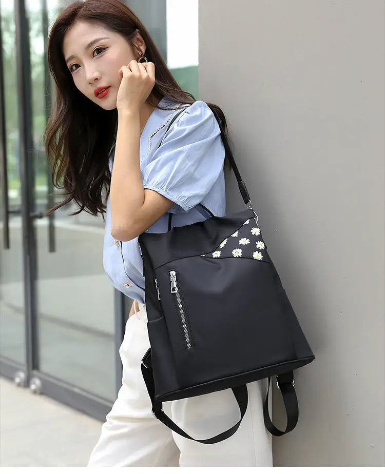 Waterproof Flower Print Teenage Student Backpack