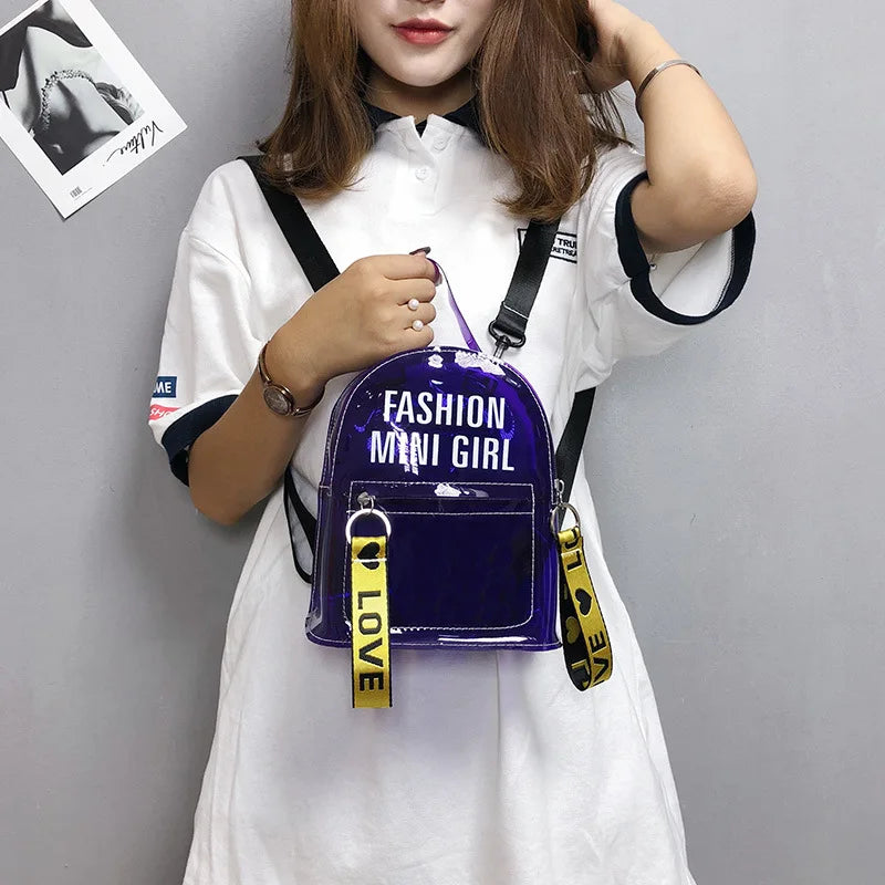 Waterproof Transparent Backpack Girls Bags Pvc Lightweight Kids Backpack Female