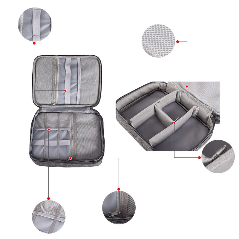 Waterproof Travel Elec. Organizer Bag Double Layer Large Capacity