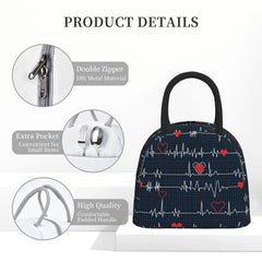 Waterproof Nurse Bag Insulated Lunch Bag with Heart Pattern