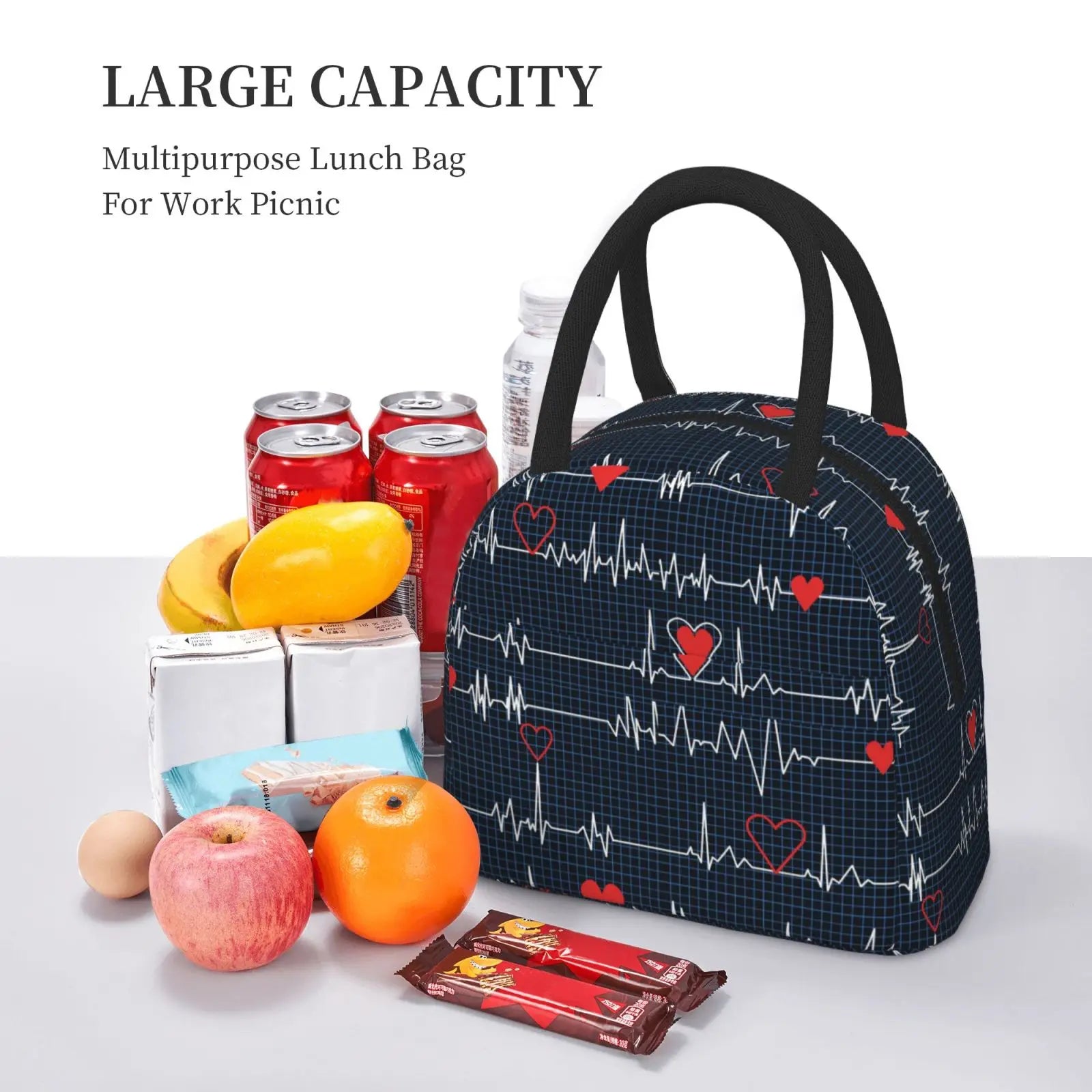 Waterproof Nurse Bag Insulated Lunch Bag with Heart Pattern
