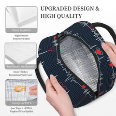 Waterproof Nurse Bag Insulated Lunch Bag with Heart Pattern
