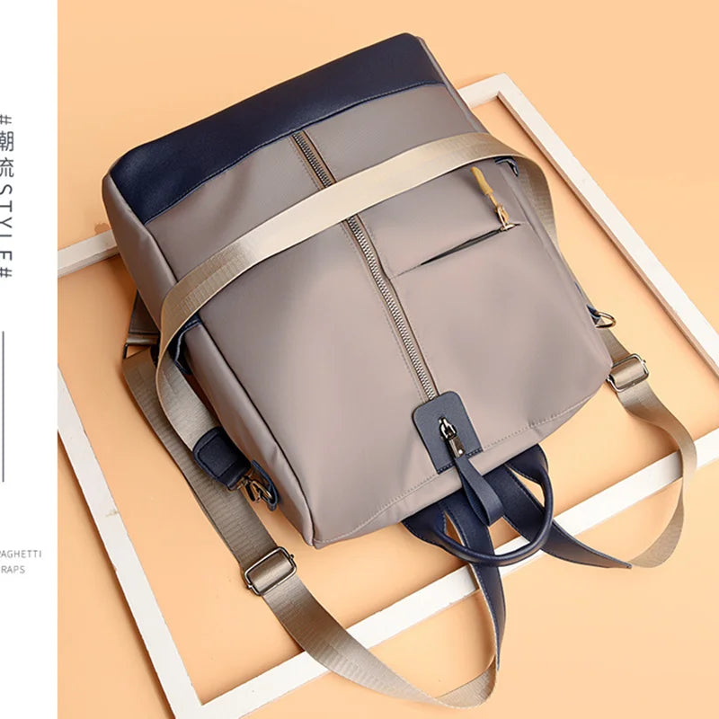 Waterproof Women Backpack Nylon Shoulder Bag Solid Female Bagpack Large School B
